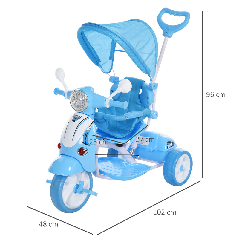 Triciclo Passeggino con Seggiolino Reversibile per Bambini   Blu