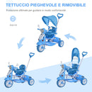 Triciclo Passeggino con Seggiolino Reversibile per Bambini   Blu