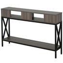 Tavolo Consolle per Ingresso 3 Ripiani 120x23,5x75 cm  Grigio e Nero