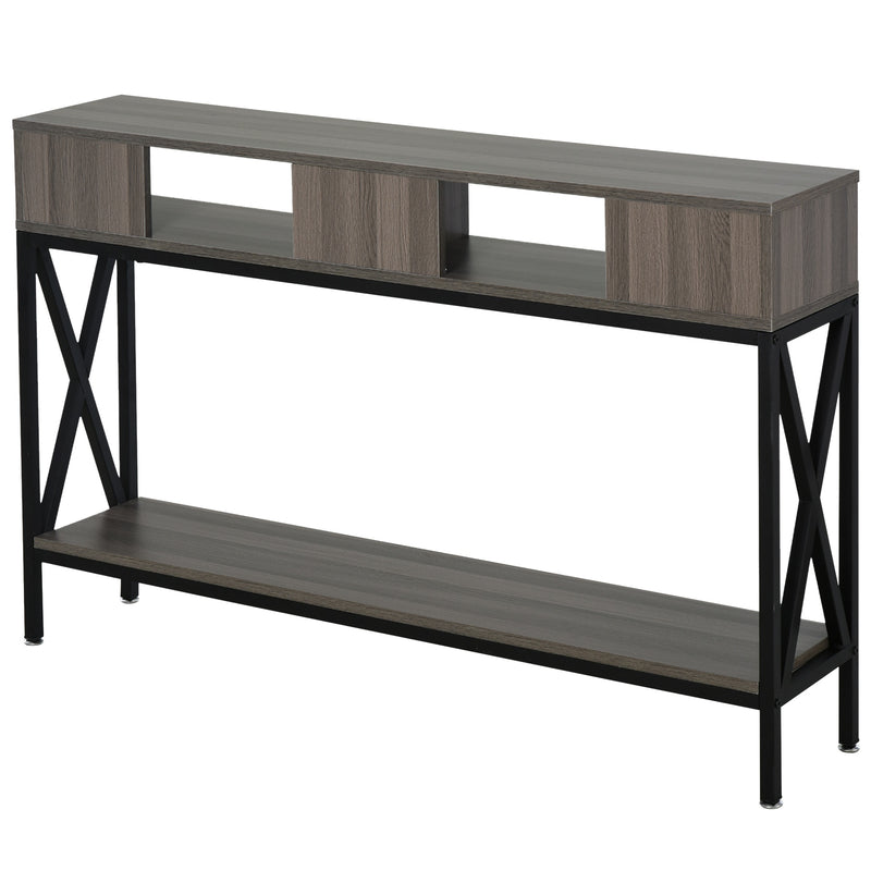 Tavolo Consolle per Ingresso 3 Ripiani 120x23,5x75 cm  Grigio e Nero