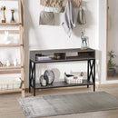 Tavolo Consolle per Ingresso 3 Ripiani 120x23,5x75 cm  Grigio e Nero