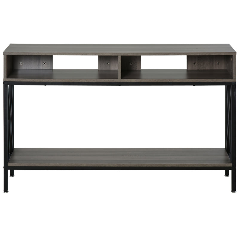 Tavolo Consolle per Ingresso 3 Ripiani 120x23,5x75 cm  Grigio e Nero