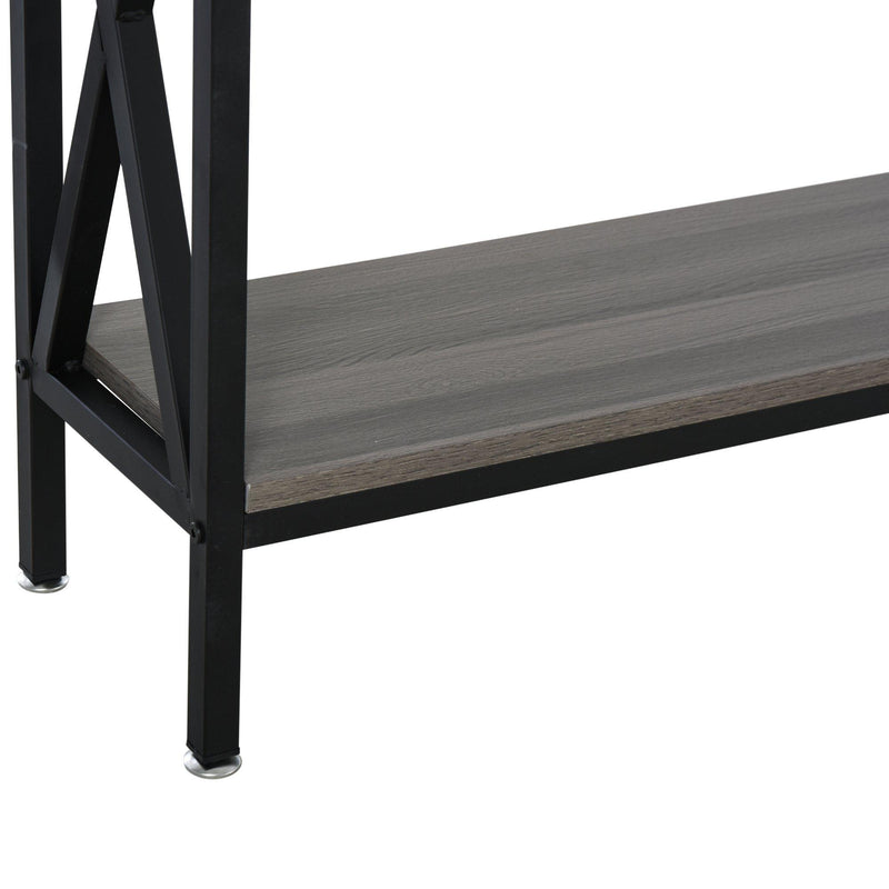 Tavolo Consolle per Ingresso 3 Ripiani 120x23,5x75 cm  Grigio e Nero