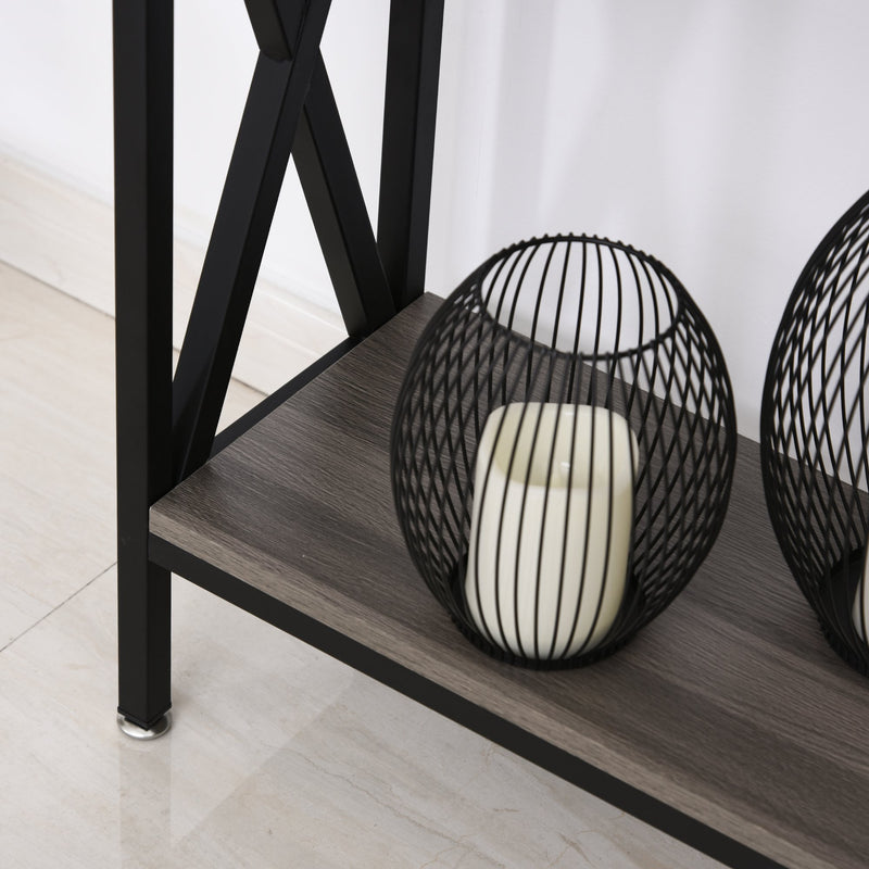 Tavolo Consolle per Ingresso 3 Ripiani 120x23,5x75 cm  Grigio e Nero