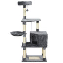 Tiragraffi con Cuccia e Cestino sospeso per Gatti 60x45x134 cm in Peluche Sisal  Grigio