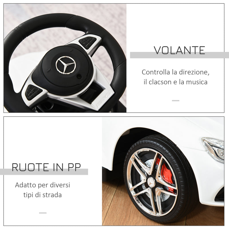 Macchina a Spinta per Bambini con Licenza Mercedes C63 AMG Push Car Bianca