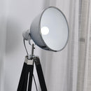 Lampada da Terra Tripode in Legno con Paralume in Acciaio 65x65x100-140 cm E27  Nera
