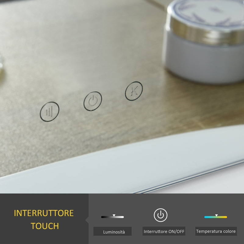 Specchio da Tavolo con LED 41,5x13,5x51 cm per Trucco Make up 