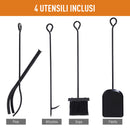 Portalegna Legnaia 75x30x60 cm in Acciaio con Attrezzi  Nero