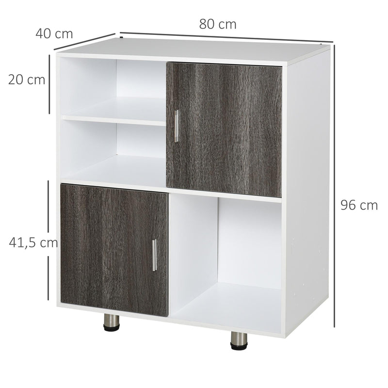 Libreria Mobiletto 5 Ripiani 2 Ante 80x40x96 cm in Truciolare  Bianco
