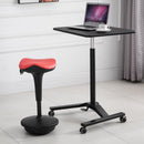 Sgabello con Seduta a Sella di Cavallo 38x38x65,5-83,5 cm  Rossa