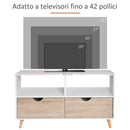 Mobile TV 2 Cassetti 2 Ripiani 99x39x58 cm in Legno  Bianco