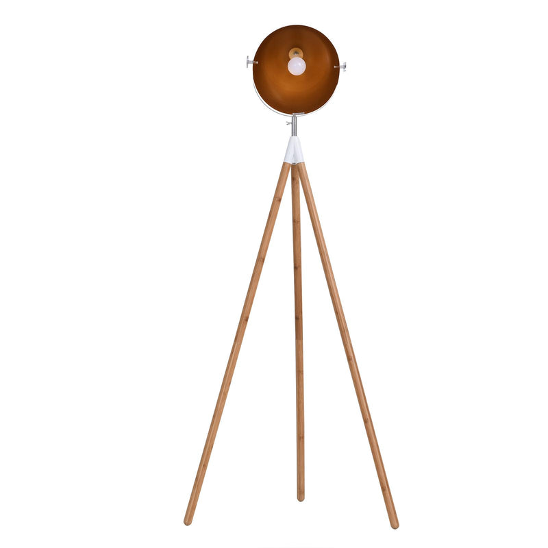 Lampada da Terra Tripode in Legno con Paralume in Metallo 70x70x170 cm E27 