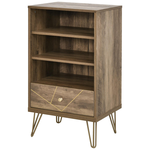 Bücherregal Regal 3 Regale 1 Schublade 48x39x87,2 cm in brauner Spanplatte acquista