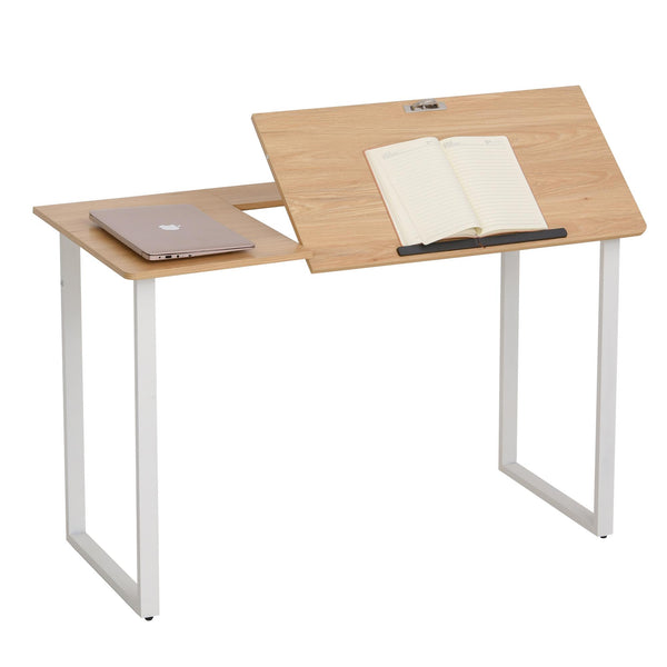Schreibtisch mit neigbarer Platte 120 x 60 x 76 cm aus Stahl und weißem MDF prezzo
