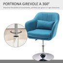 Poltrona Girevole Imbottita in Tessuto  Blu