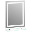 Specchio da Bagno con LED e Mensola in Vetro 70x50 cm 