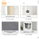 Tiragraffi con Cuccia e Cestino sospeso per Gatti 61x49x160,5 cm in Peluche Sisal  Grigio