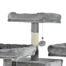 Tiragraffi con 2 Cucce e 2 Casette per Gatti 60x50x168 cm in Peluche Sisal  Grigio