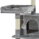 Tiragraffi con 2 Cucce e 2 Casette per Gatti 60x50x168 cm in Peluche Sisal  Grigio
