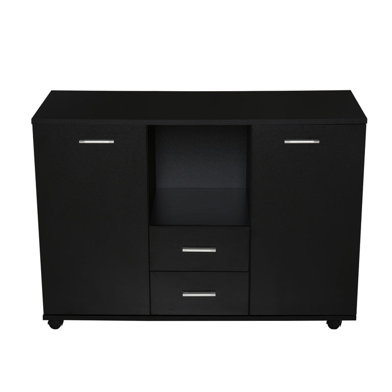 Armadietto 2 Ante 2 Cassetti 100x40x71 cm il Legno Truciolato  Nero