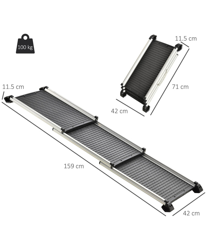 Rampa Pieghevole Antiscivolo Auto per Cani fino a 100 Kg   Nera