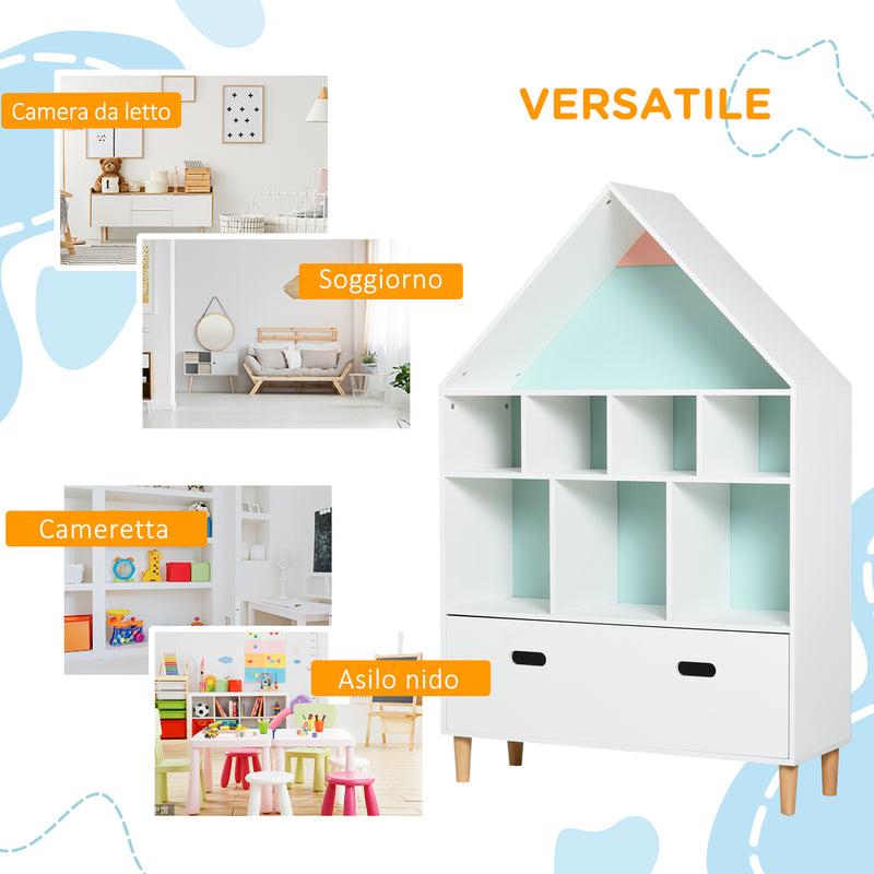 Libreria Scaffale Portagiochi per Cameretta 82x30x126 cm  Bianca