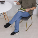 Set 2 Sedie Imbottite 44,5x59,5x91 cm in Flanella  Grigie