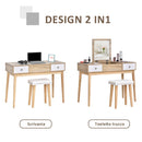 Consolle Trucco Moderna 100x45x118 cm con Specchio e Sgabello 