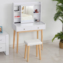 Consolle Trucco 80x40x127 cm con Specchio e Sgabello  Bianca