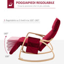 Poltrona a Dondolo con Poggiagambe in Legno Curvato   Rossa