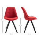 Set 2 Sedie Imbottite 48x56x87 cm in Tessuto  Rosse