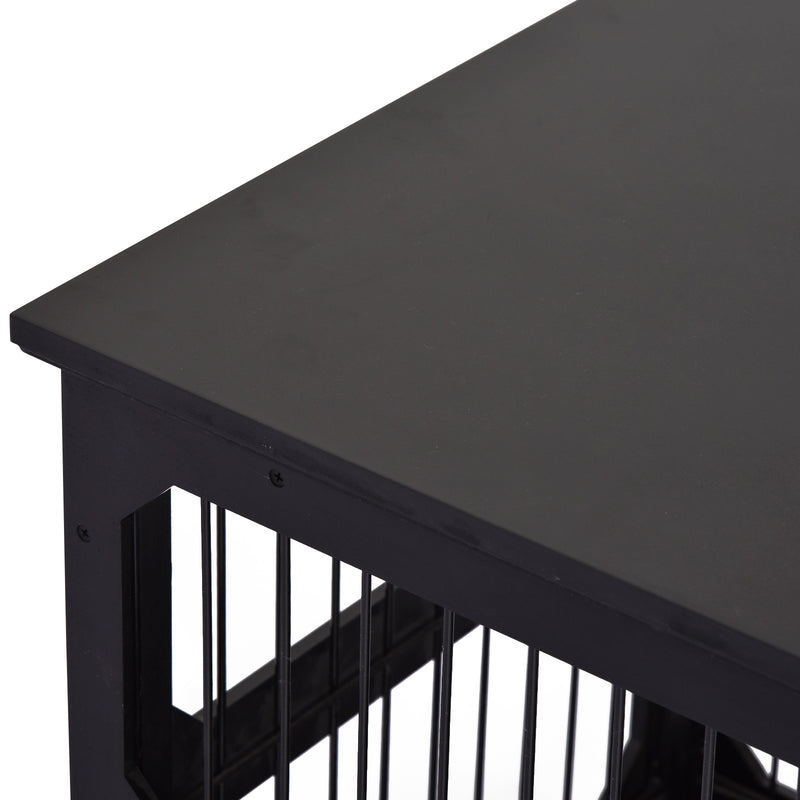 Gabbia per Cani di Taglia Medio-Piccola 55x90x60 cm in MDF  Nera