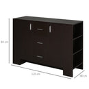 Credenza 2 Ante 3 Cassetti 3 Ripiani 120x38x84 cm in Legno  Marrone Scuro