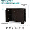Credenza 2 Ante 3 Cassetti 3 Ripiani 120x38x84 cm in Legno  Marrone Scuro