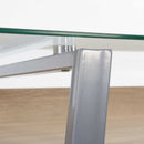 Scrivania da Ufficio Porta PC 120x60x74,5 cm in Acciaio Legno e Piano in Vetro 