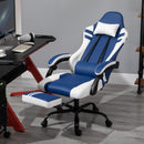 Sedia da Gaming Ergonomica con Poggiapiedi  Blu e Bianco