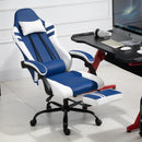 Sedia da Gaming Ergonomica con Poggiapiedi  Blu e Bianco