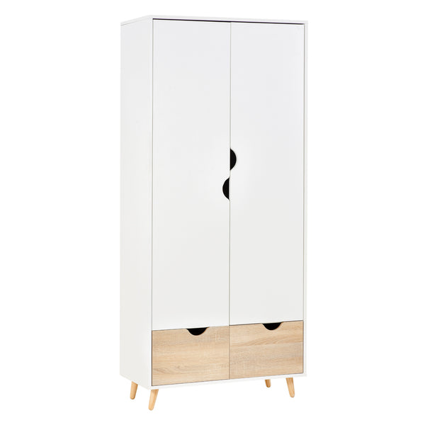 acquista Kleiderschrank 80x40x180 cm 2 Türen und 2 Schubladen Weiß