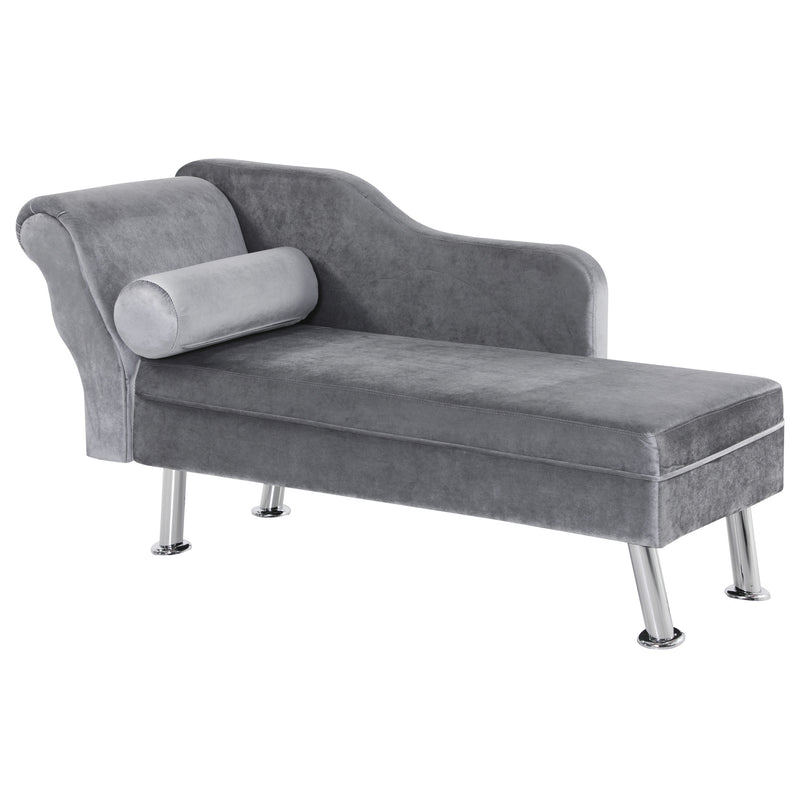 Divano Chaise Longue con Cuscino 160x56x75 cm in Metallo e Tessuto  Grigio