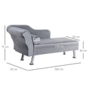 Divano Chaise Longue con Cuscino 160x56x75 cm in Metallo e Tessuto  Grigio