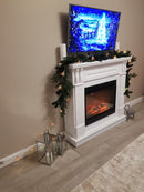 Camino Elettrico da Pavimento 111,8x120x31 cm Effetto Fiamma 1950W Verona & Mirabella Bianco