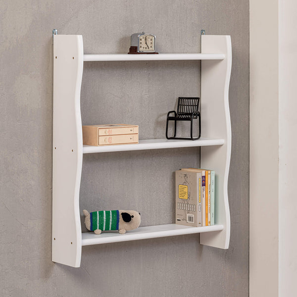 sconto Tellerregal aus Holz 60x15x71 cm Weiß