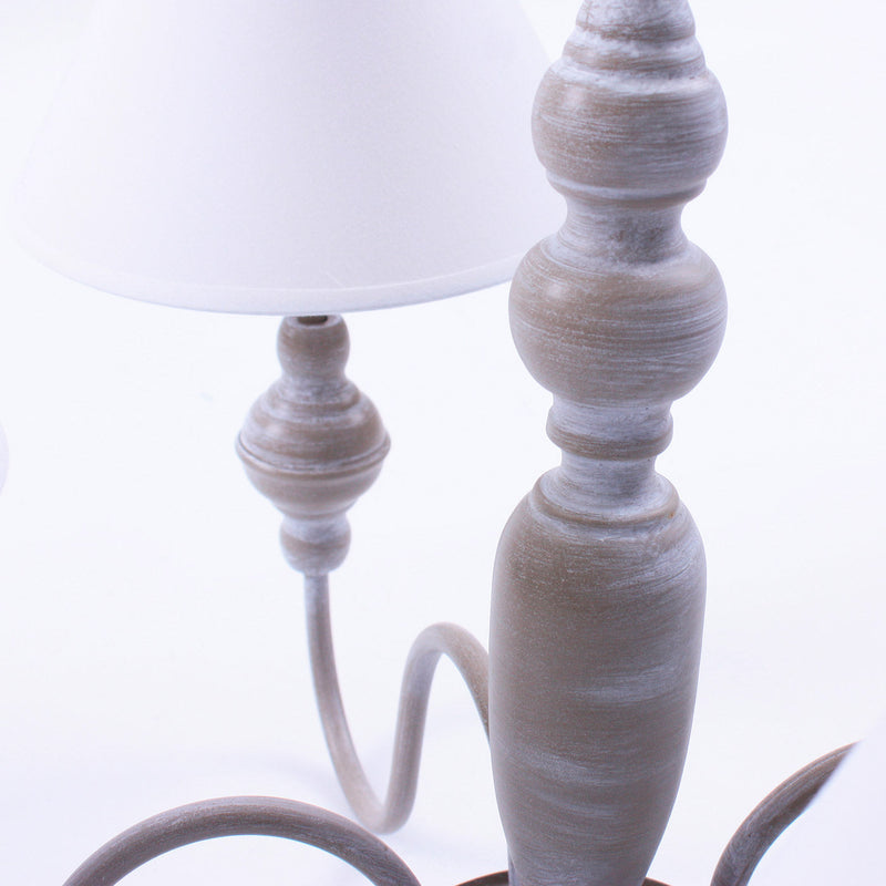 Lampadario a Sospensione Ø56 in MDF Design Shabby Bianco
