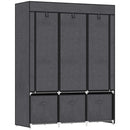 Armadio Guardaroba da Campeggio 125x43x162,5 cm con Cassetti e Ante Avvolgibili con Zip Grigio Scuro