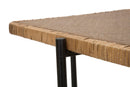 Tavolino Basso 75x55x46,5 cm in Metallo con Piano in Rattan