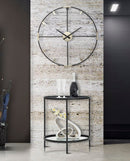 Orologio da Muro Sticky Ø60x3,5 cm in Ferro Nero e Argento
