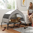 Lettino per Cani 106x76x94 cm con Copertura a 3 Lati Rimovibile in Poliestere e Acciaio Grigio Chiaro e Nero      