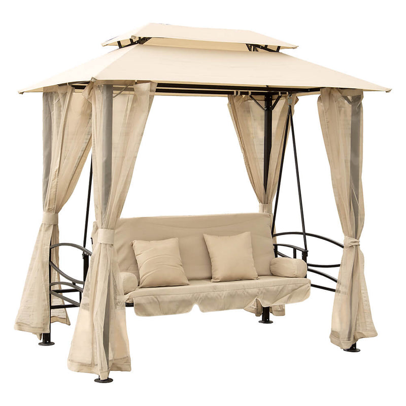 Dondolo da Giardino in Acciaio con Gazebo e Zanzariera 235x155xH225cm Missouri
