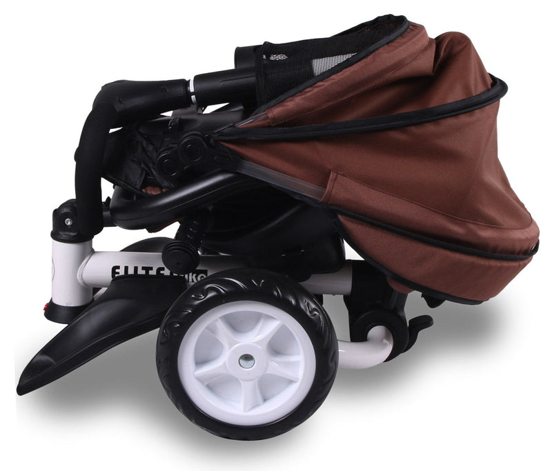 Passeggino Triciclo Pieghevole con Sedile Girevole 360° Kid Smile Elite Marrone